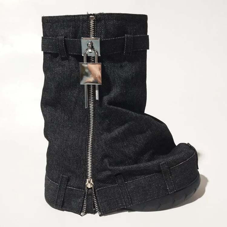Denim Fashion Trousers Sneaker Ladies Boots