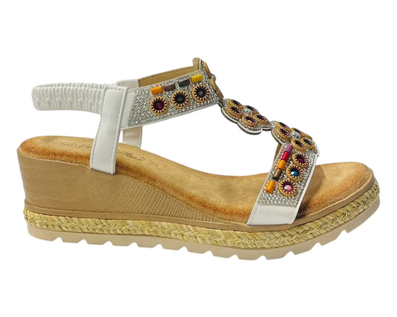 Diamante Slip On Wedge Sandals