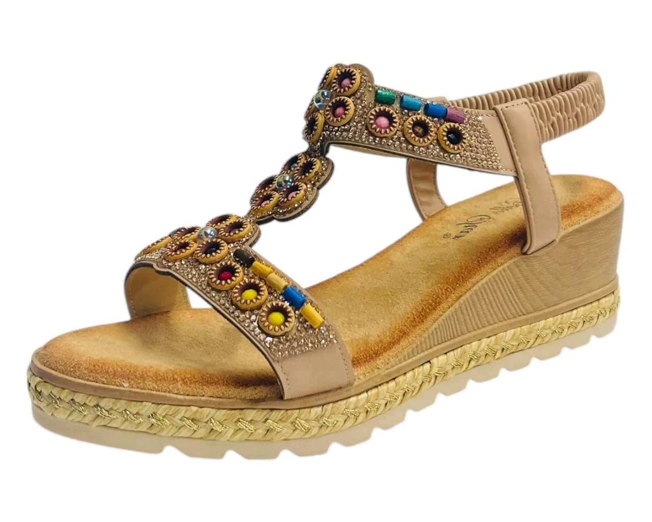 Diamante Slip On Wedge Sandals