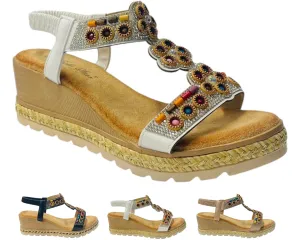 Diamante Slip On Wedge Sandals