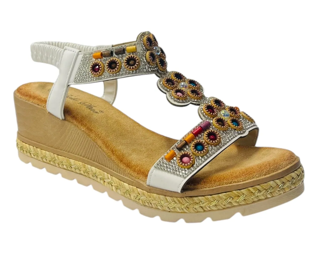 Diamante Slip On Wedge Sandals