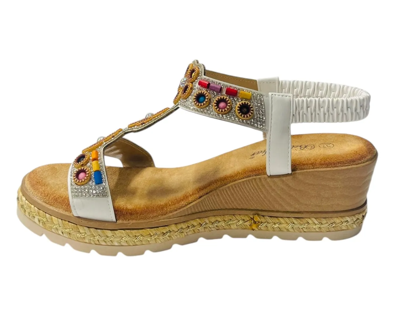 Diamante Slip On Wedge Sandals
