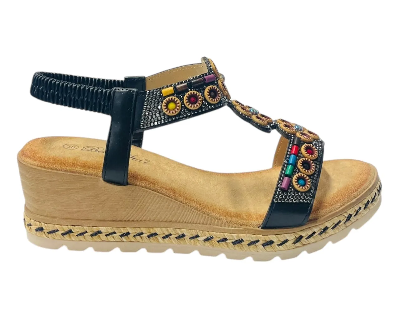 Diamante Slip On Wedge Sandals