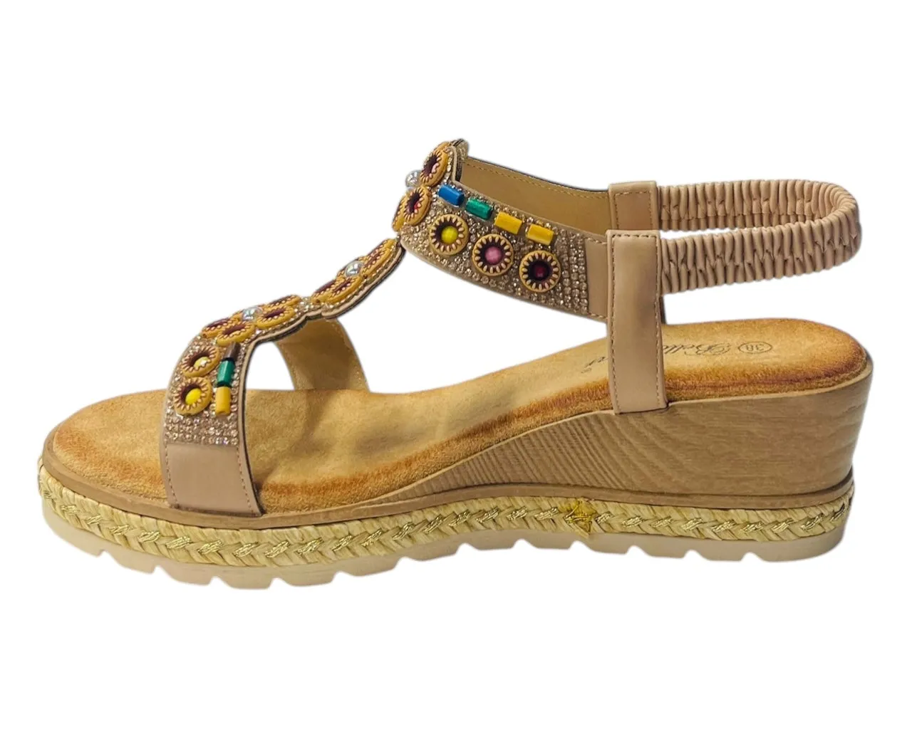 Diamante Slip On Wedge Sandals