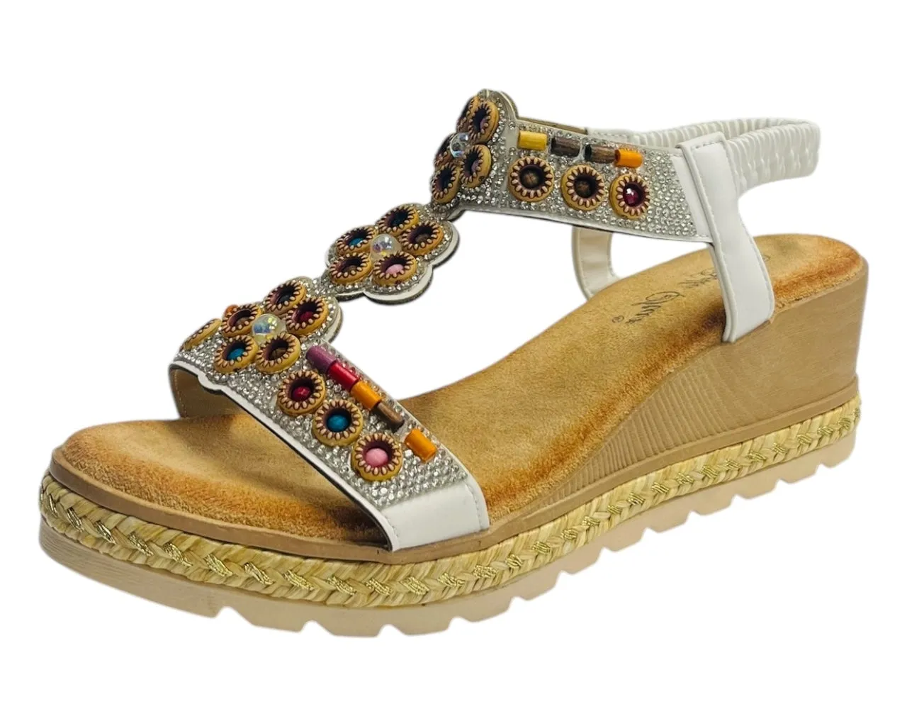 Diamante Slip On Wedge Sandals