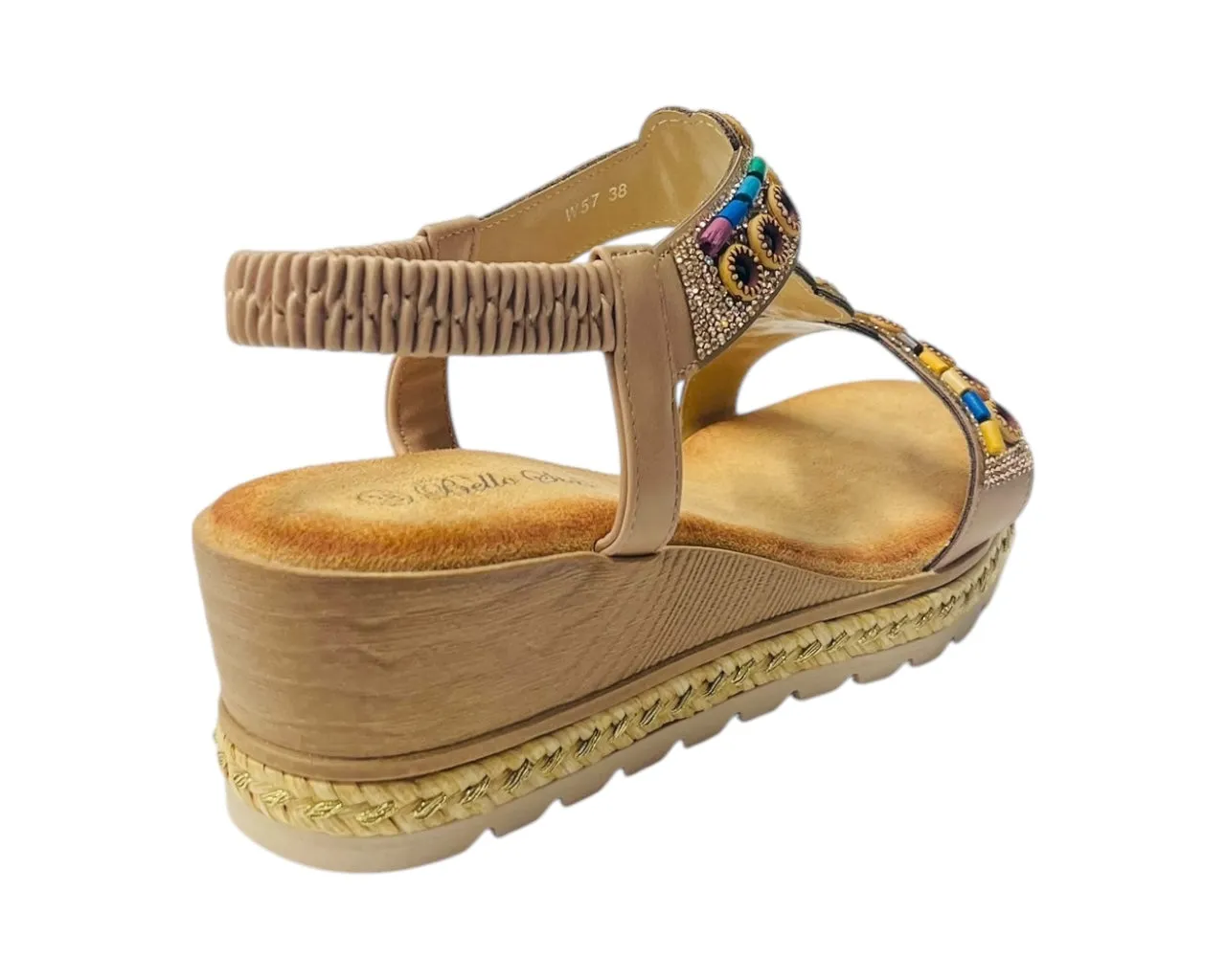 Diamante Slip On Wedge Sandals