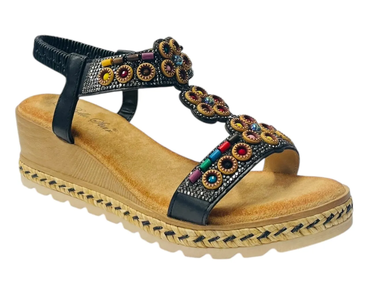 Diamante Slip On Wedge Sandals