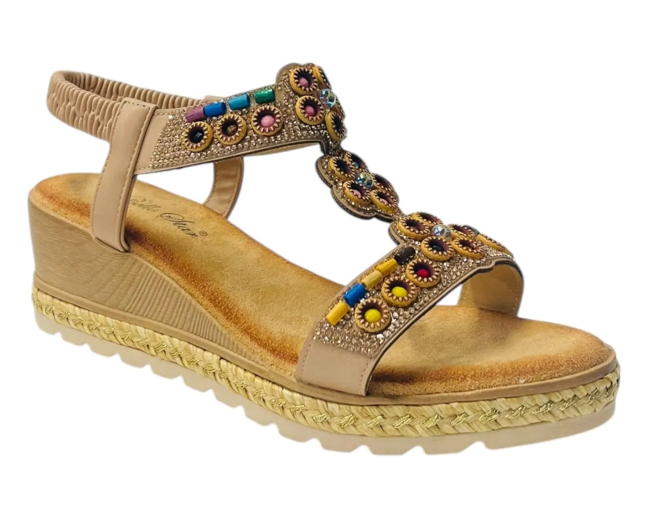 Diamante Slip On Wedge Sandals