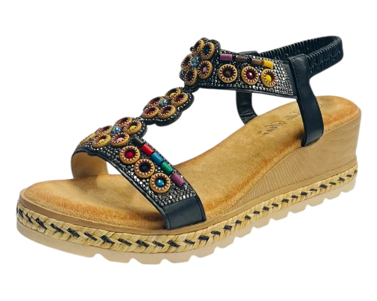 Diamante Slip On Wedge Sandals