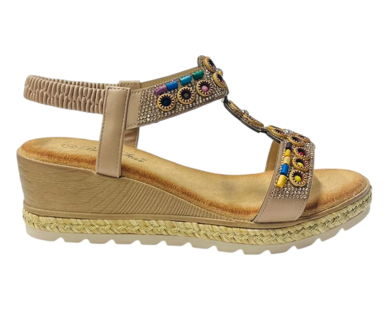 Diamante Slip On Wedge Sandals