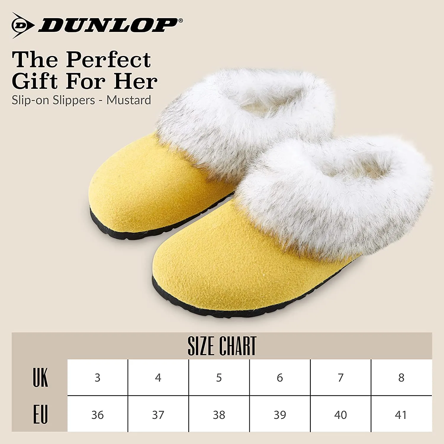 Dunlop Ladies Slippers, Fluffy Slippers Women Faux Fur, House Shoes Indoor Outdoor
