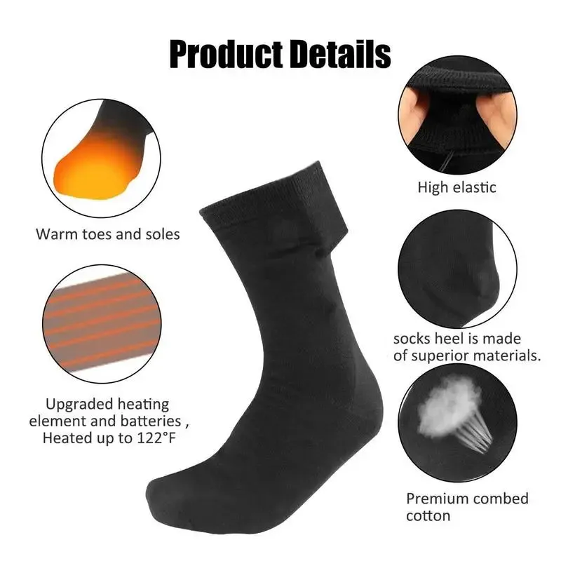 Electric Socks for Men USB Rechargeable Electric Heated Socks Warm Cotton Socks with Fast Heating and Long Warmth Winter Warmth