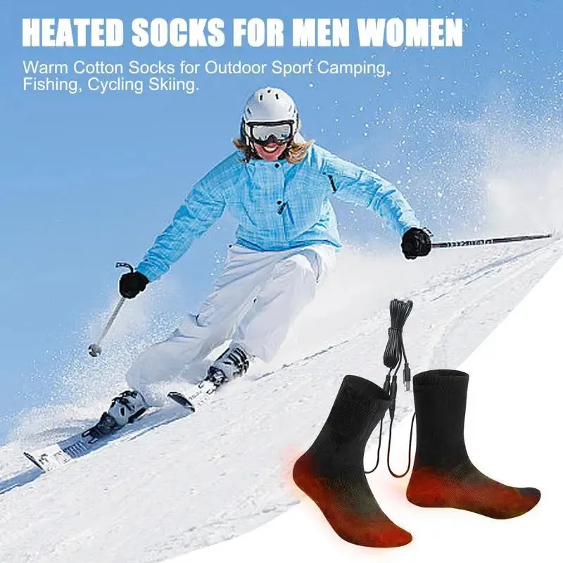 Electric Socks for Men USB Rechargeable Electric Heated Socks Warm Cotton Socks with Fast Heating and Long Warmth Winter Warmth