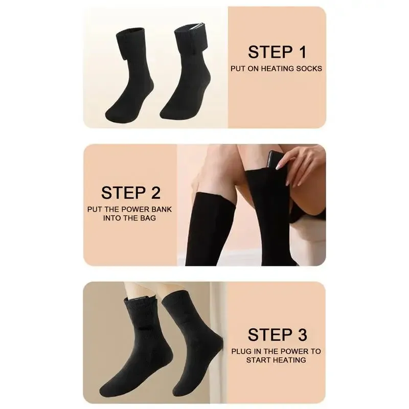 Electric Socks for Men USB Rechargeable Electric Heated Socks Warm Cotton Socks with Fast Heating and Long Warmth Winter Warmth