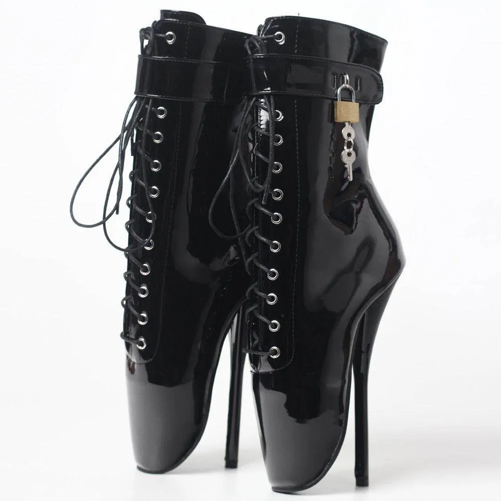Extreme 18 cm High Heel Ballet Laceup Ankle Boots