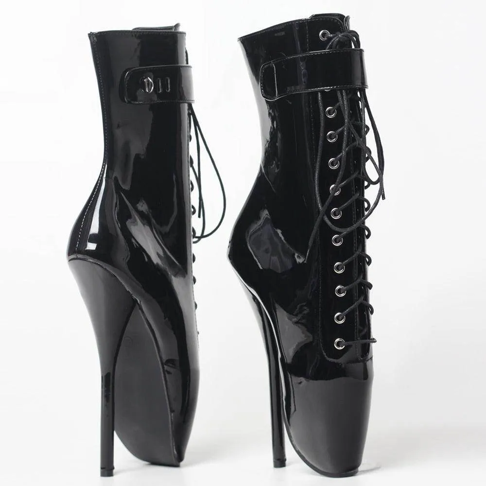 Extreme 18 cm High Heel Ballet Laceup Ankle Boots