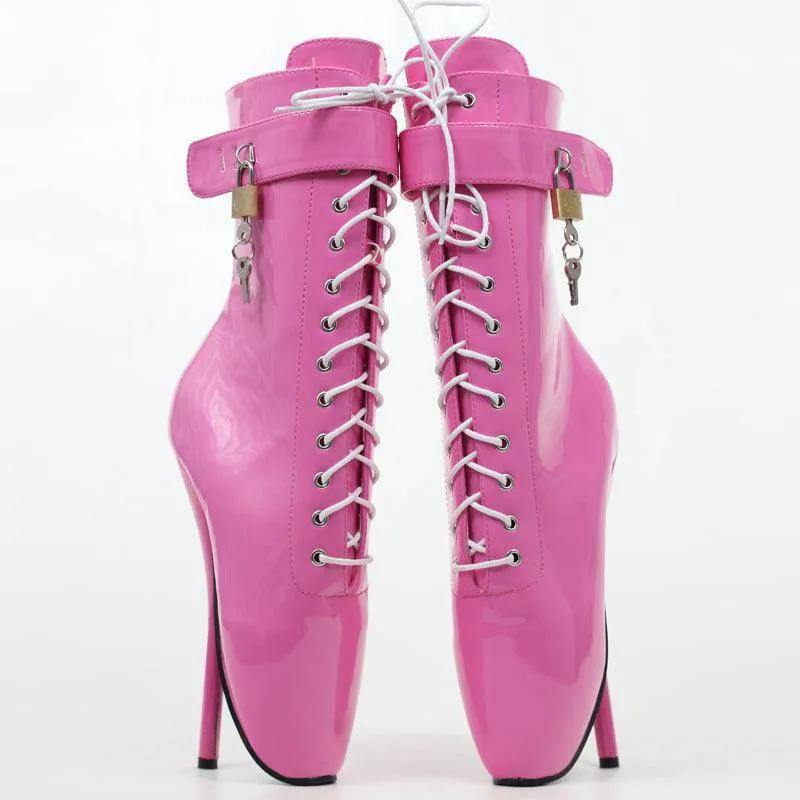 Extreme 18 cm High Heel Ballet Laceup Ankle Boots