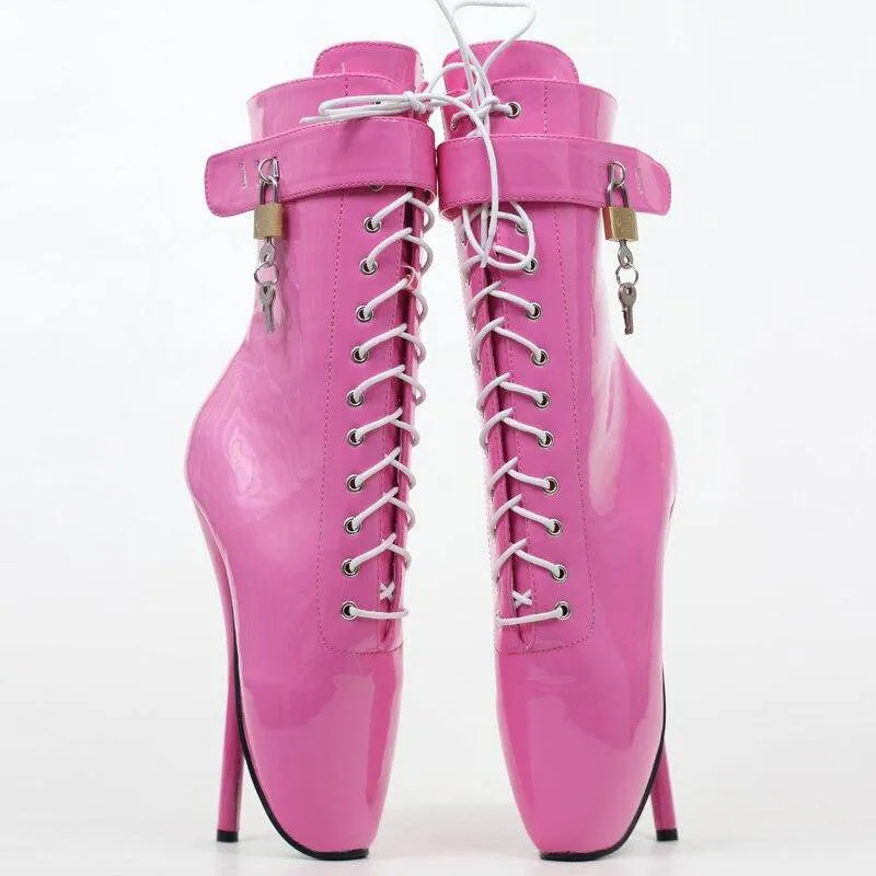Extreme 18 cm High Heel Ballet Laceup Ankle Boots