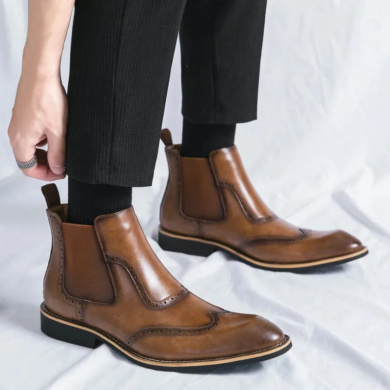FlexiStep Herren Business-Stiefeletten mit elastischen Seiten
