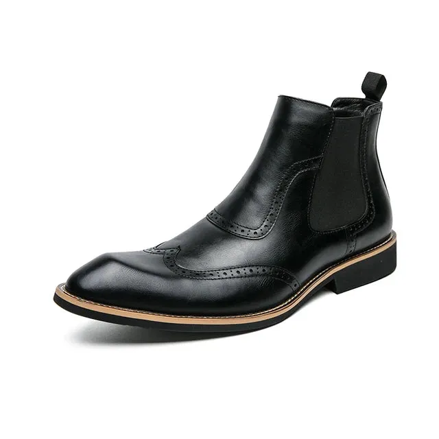 FlexiStep Herren Business-Stiefeletten mit elastischen Seiten