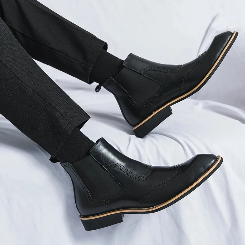 FlexiStep Herren Business-Stiefeletten mit elastischen Seiten
