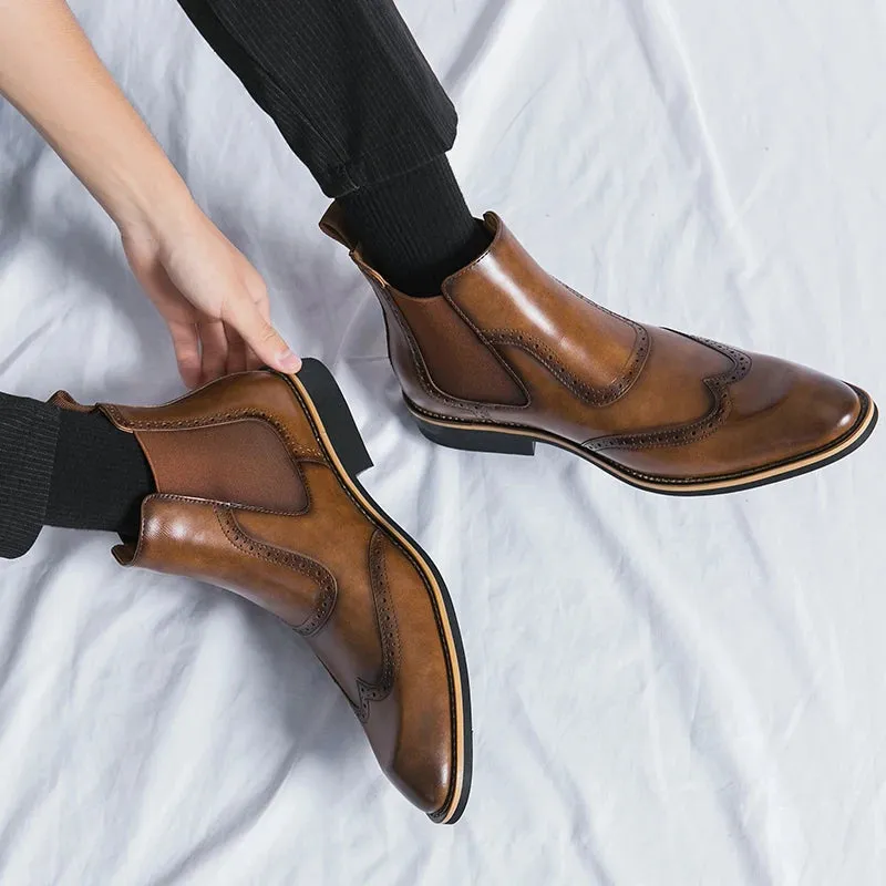 FlexiStep Herren Business-Stiefeletten mit elastischen Seiten