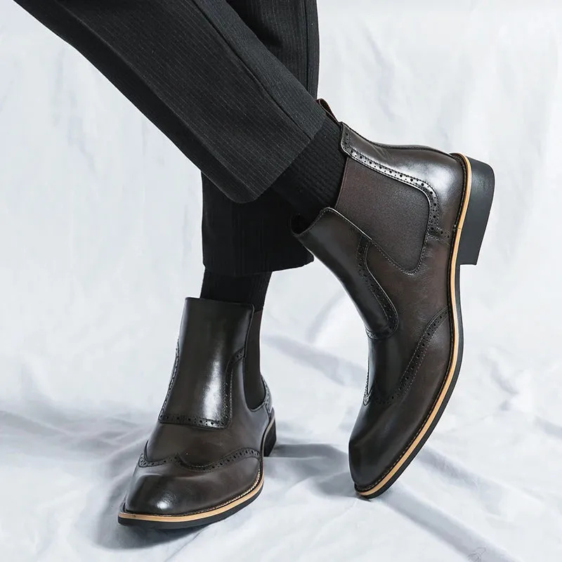 FlexiStep Herren Business-Stiefeletten mit elastischen Seiten