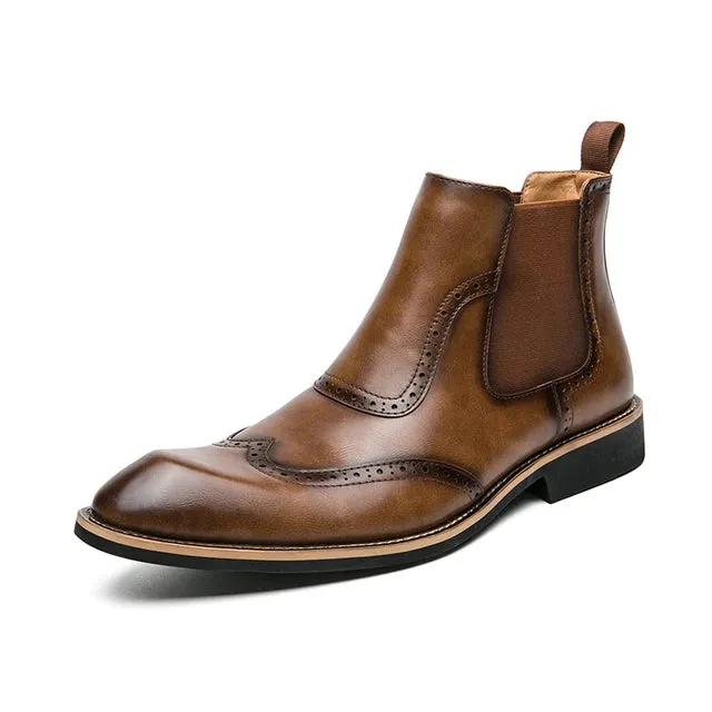 FlexiStep Herren Business-Stiefeletten mit elastischen Seiten