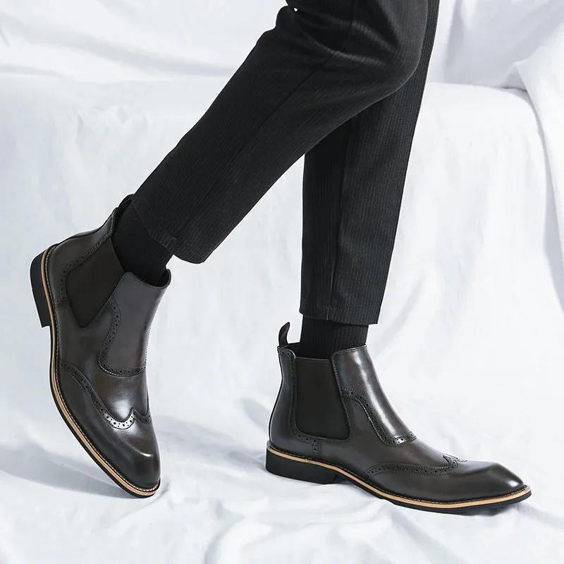 FlexiStep Herren Business-Stiefeletten mit elastischen Seiten