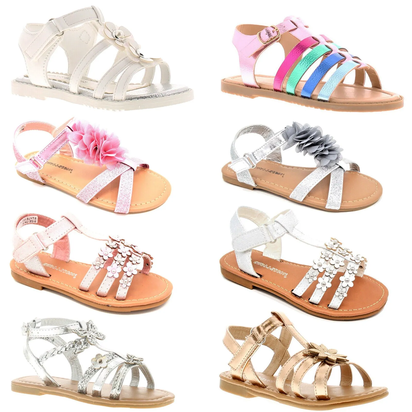 GIRLS CHILDREN SUMMER SANDALS CASUAL HOLIDAY FLAT PARTY PRINCESS FLIP FLOP SHOES