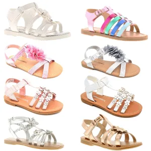 GIRLS CHILDREN SUMMER SANDALS CASUAL HOLIDAY FLAT PARTY PRINCESS FLIP FLOP SHOES
