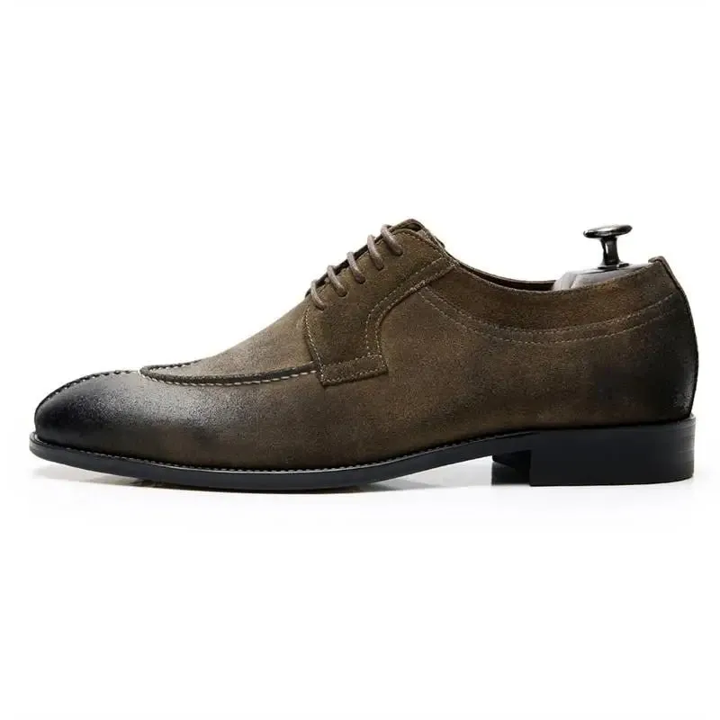 Handmade Brown Cow Suede Men's Derby Shoes
