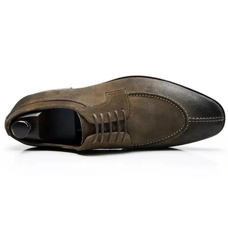 Handmade Brown Cow Suede Men's Derby Shoes
