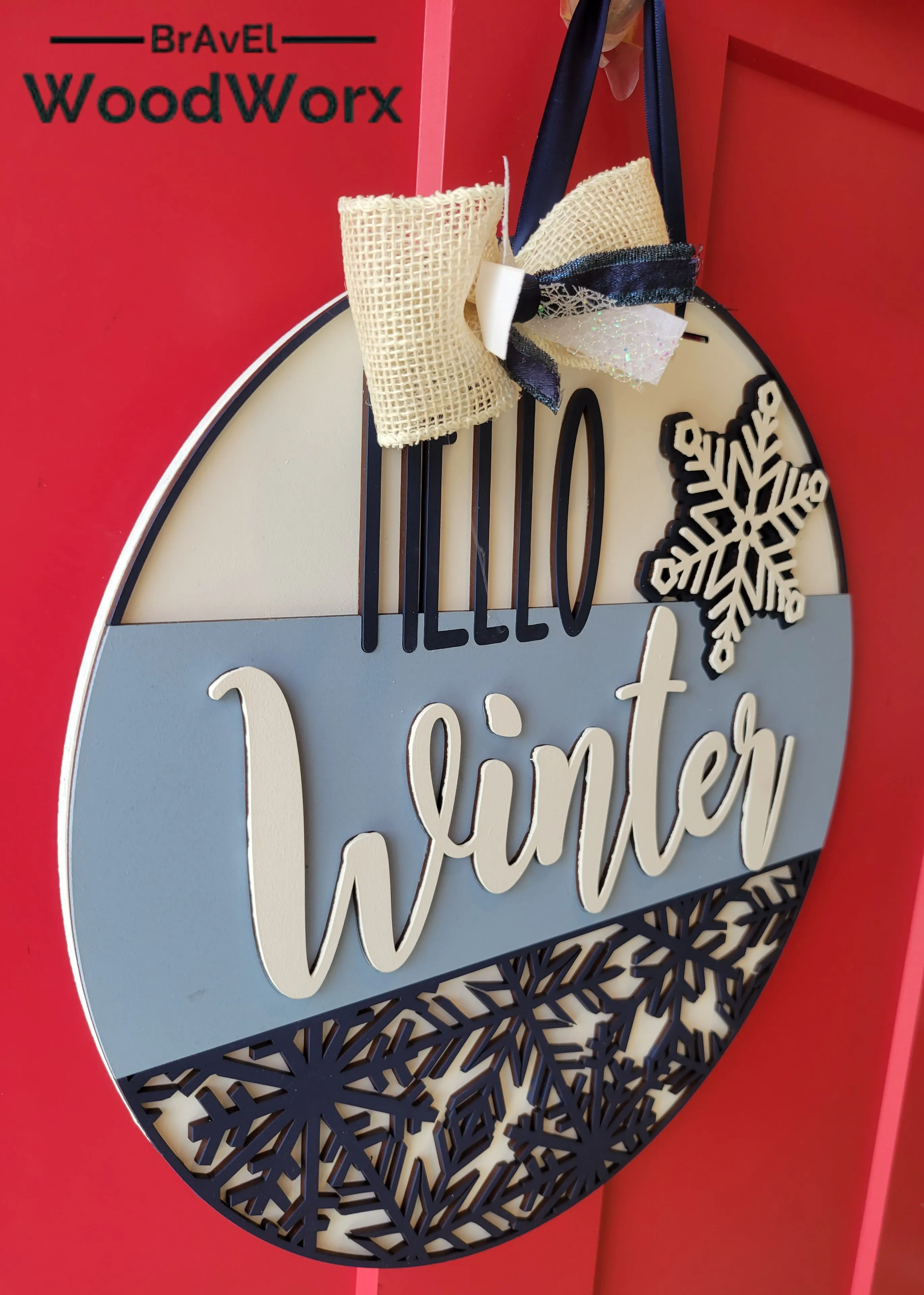 Hello Winter Snowflake Shelf Stand: Festive Seasonal Decor for Your Home