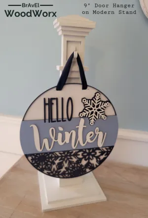 Hello Winter Snowflake Shelf Stand: Festive Seasonal Decor for Your Home