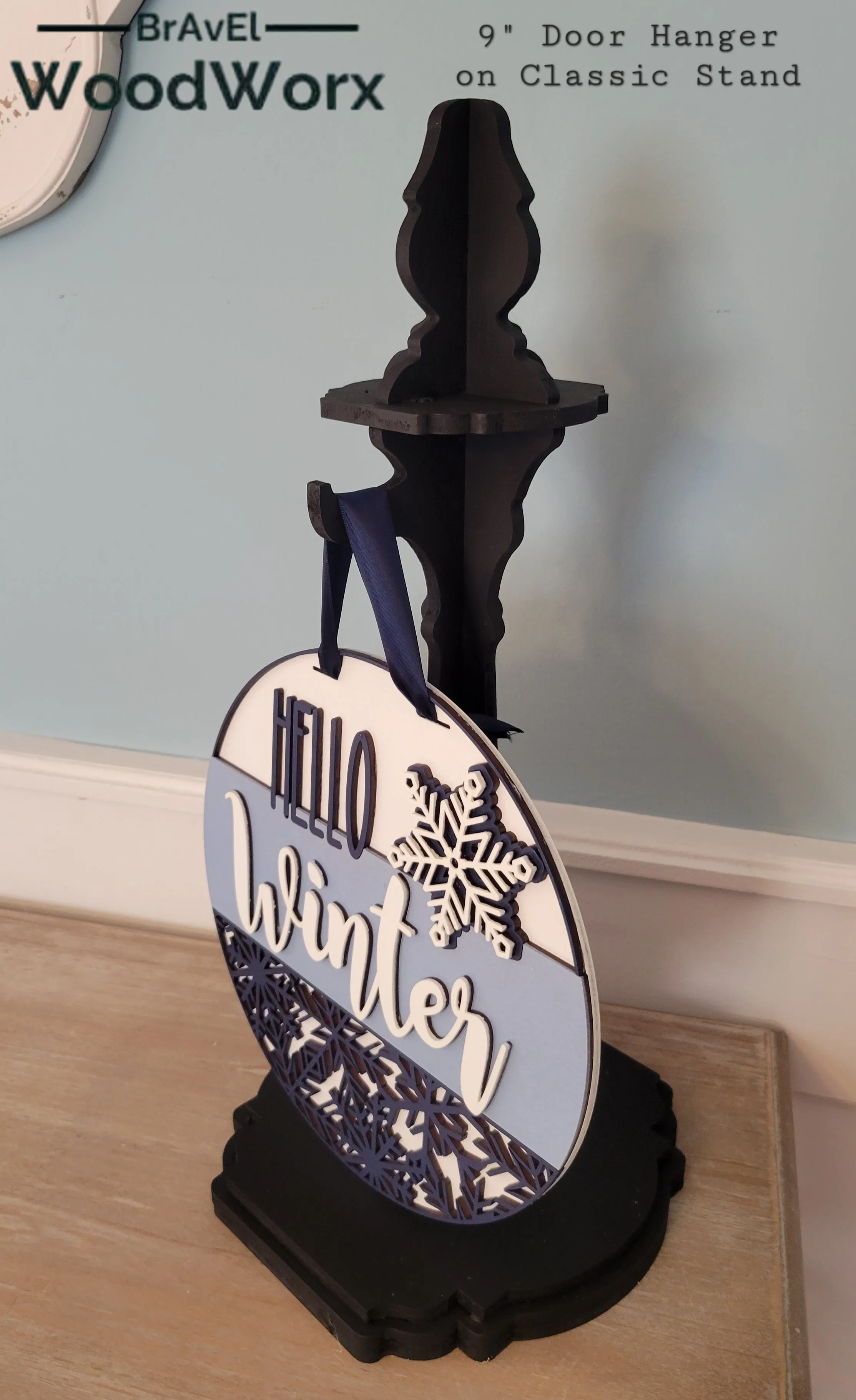 Hello Winter Snowflake Shelf Stand: Festive Seasonal Decor for Your Home
