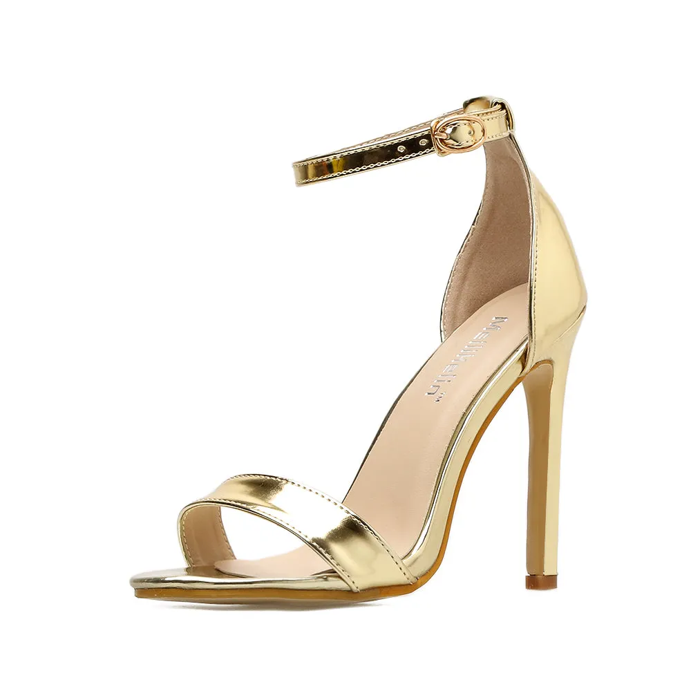 High Heels Sandals With Buckle Gold Silver Wedding Shoes Large Size 43 Female Heels Shoes ZL