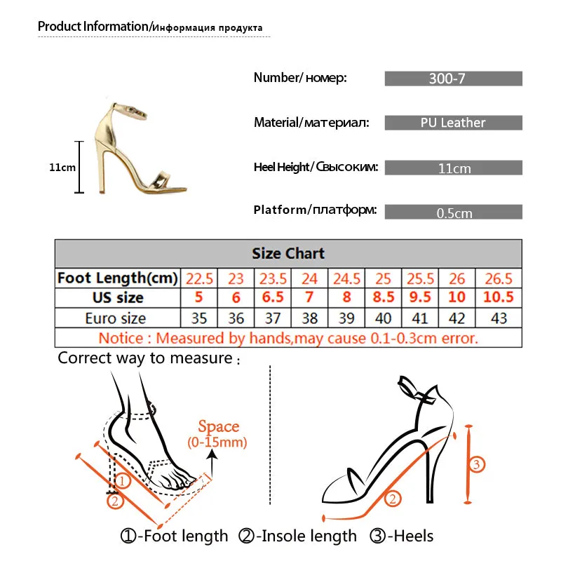 High Heels Sandals With Buckle Gold Silver Wedding Shoes Large Size 43 Female Heels Shoes ZL