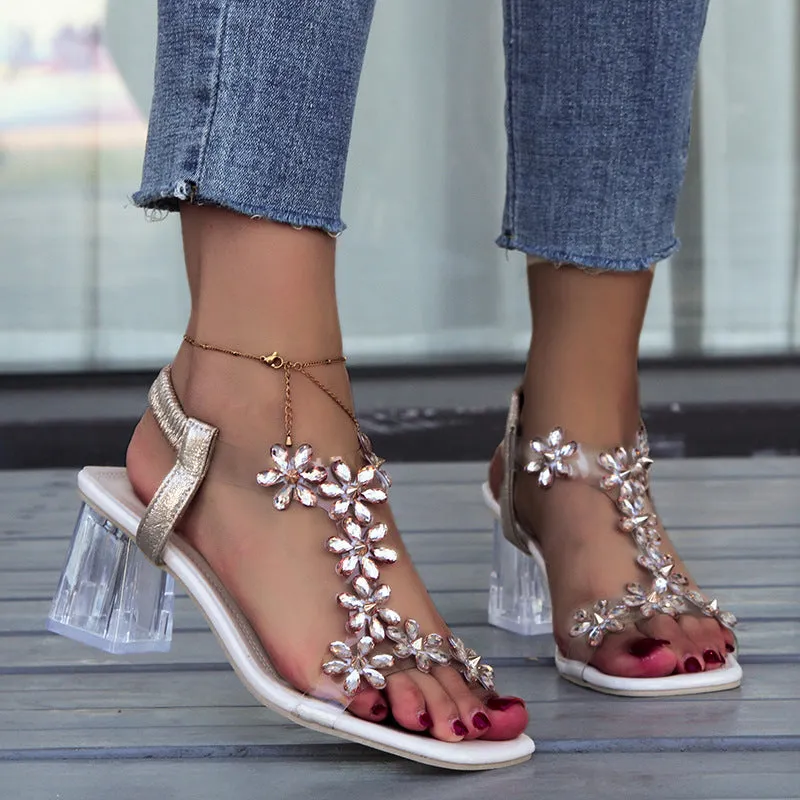 Isla - Floral Rhinestone Heel