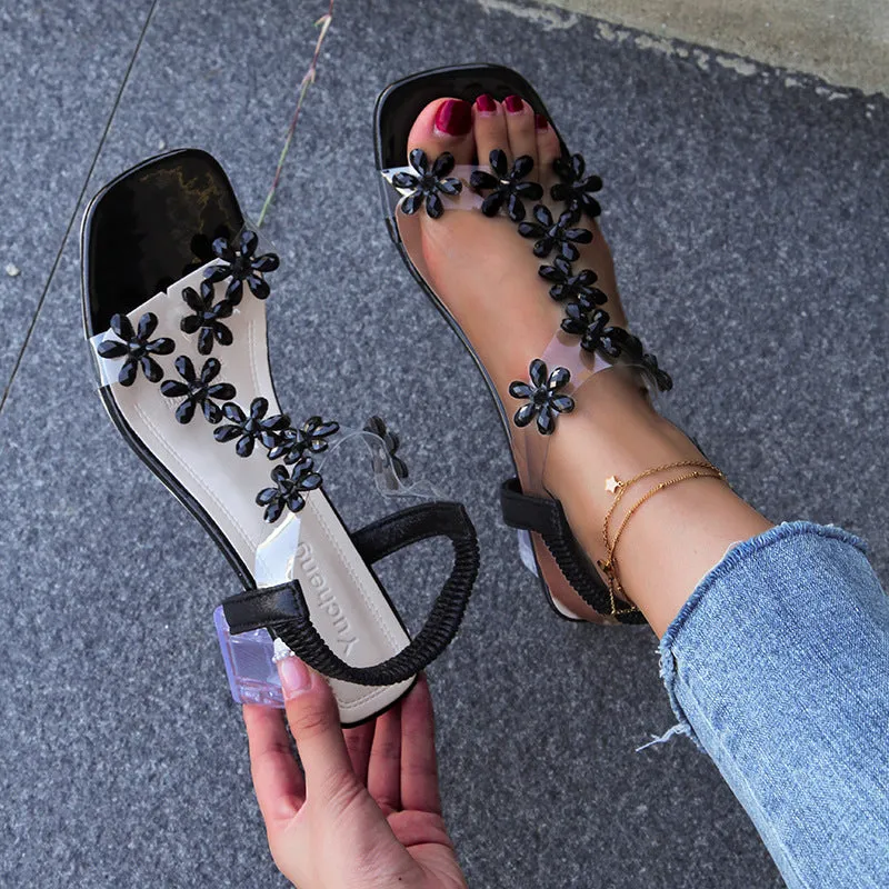 Isla - Floral Rhinestone Heel