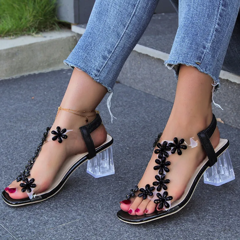 Isla - Floral Rhinestone Heel