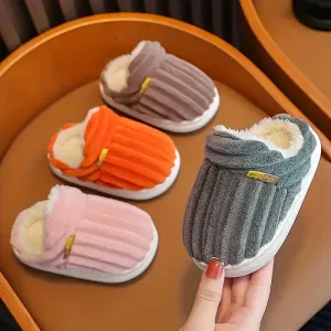 Kids' Striped Fleece Slippers