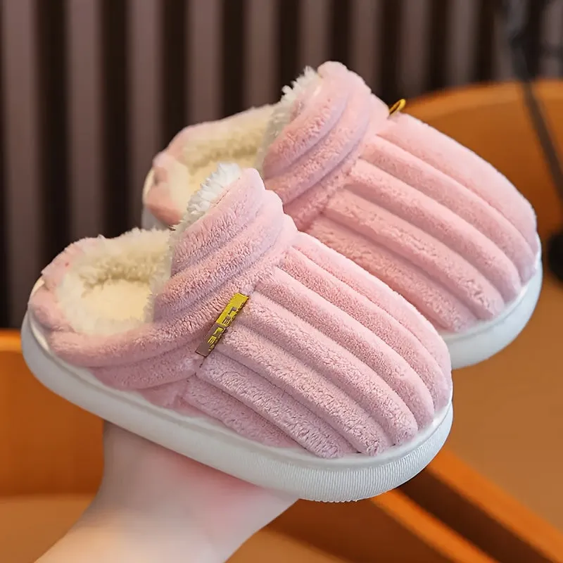 Kids' Striped Fleece Slippers