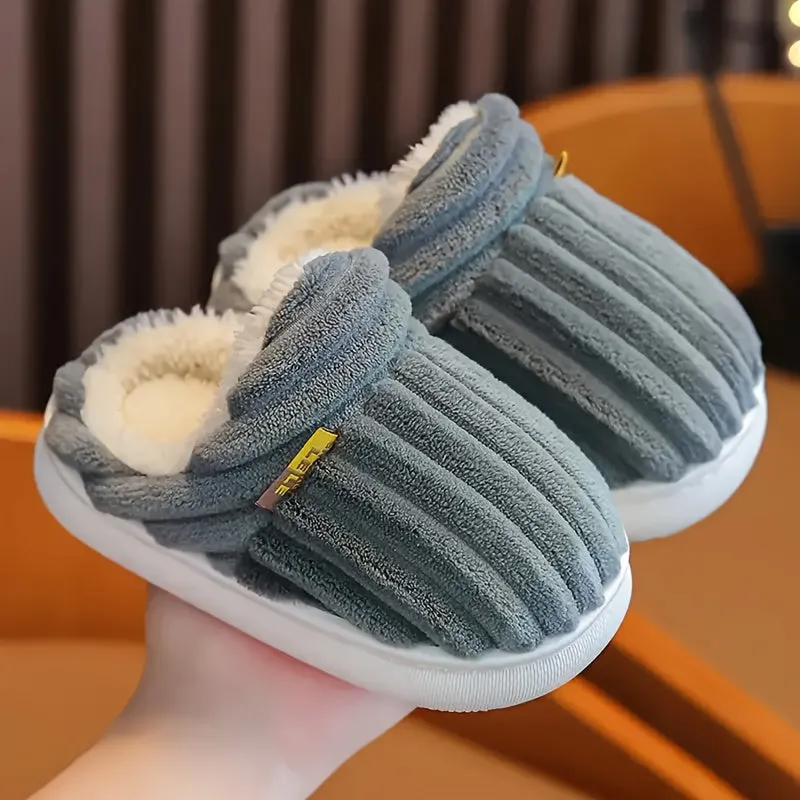Kids' Striped Fleece Slippers