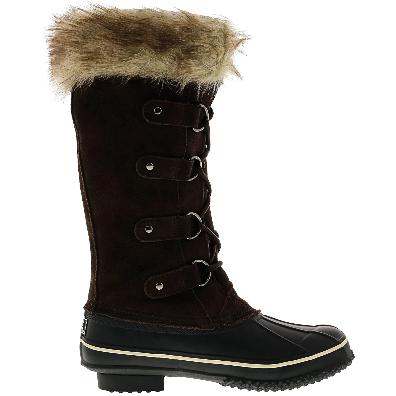 Kreated Equal Faux Fur Women's Tall Arctic Winter Boots, Cruelty Free, Lightweight - 9M - Brown