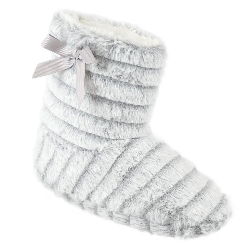Ladies Knitted  Indoor Outdoor Booties Non-Slip Sole