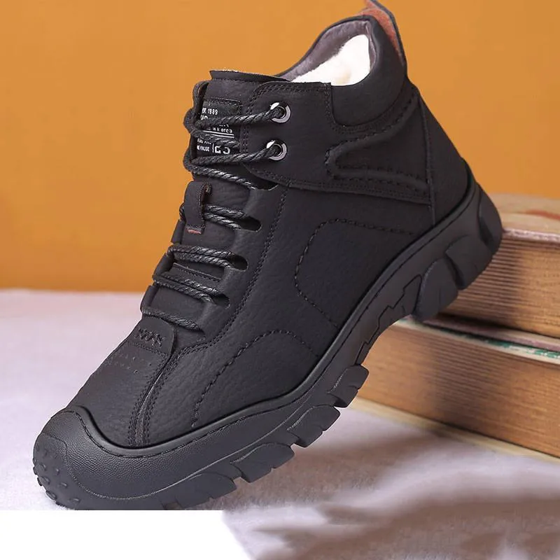 Leather Boots Men Winter Leather Shoes Fashion Men Winter Snow Boots Male Boots Men Sneakers