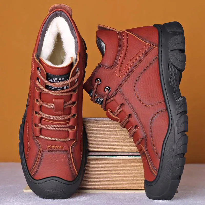 Leather Boots Men Winter Leather Shoes Fashion Men Winter Snow Boots Male Boots Men Sneakers