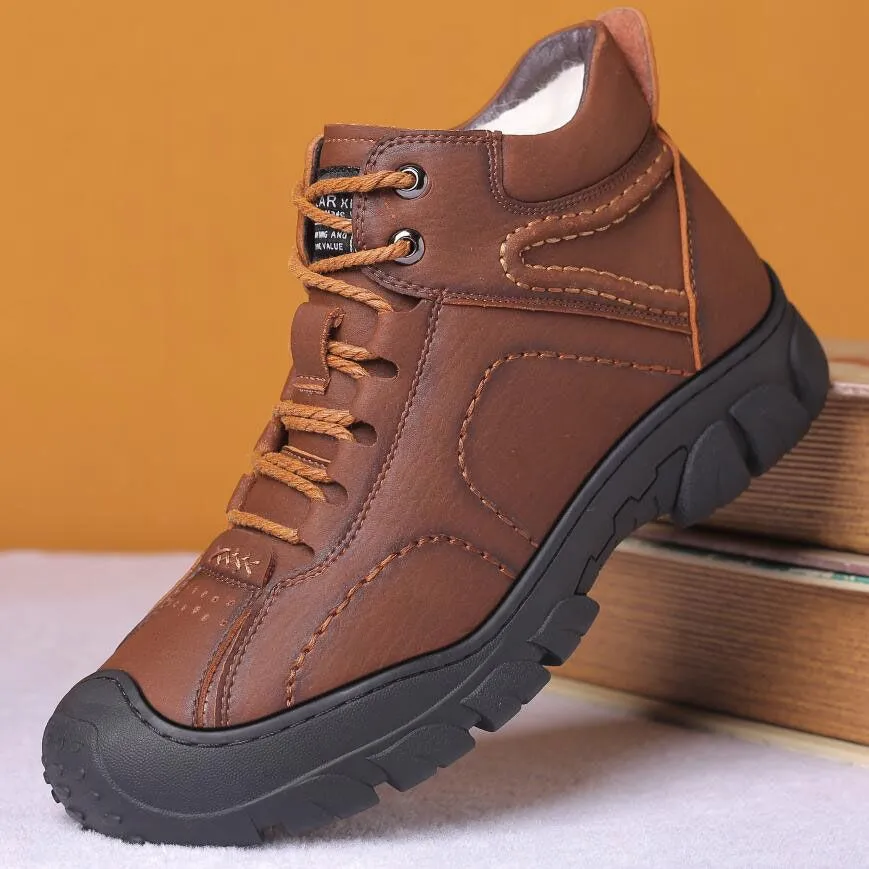 Leather Boots Men Winter Leather Shoes Fashion Men Winter Snow Boots Male Boots Men Sneakers