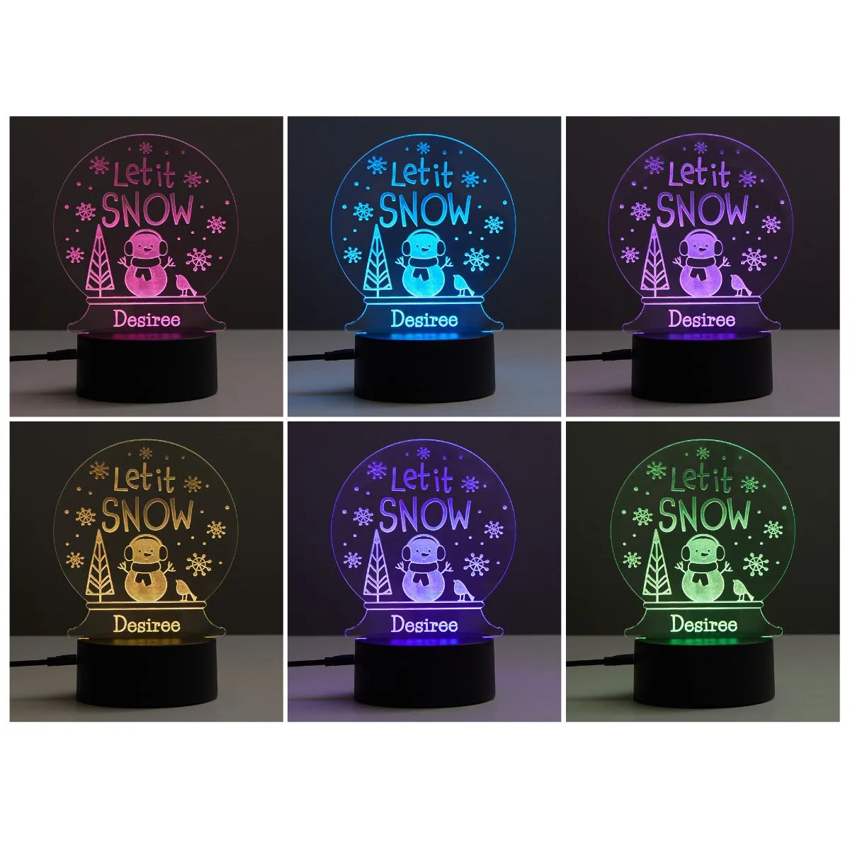 Let It Snow Personalized Acrylic LED Night Light